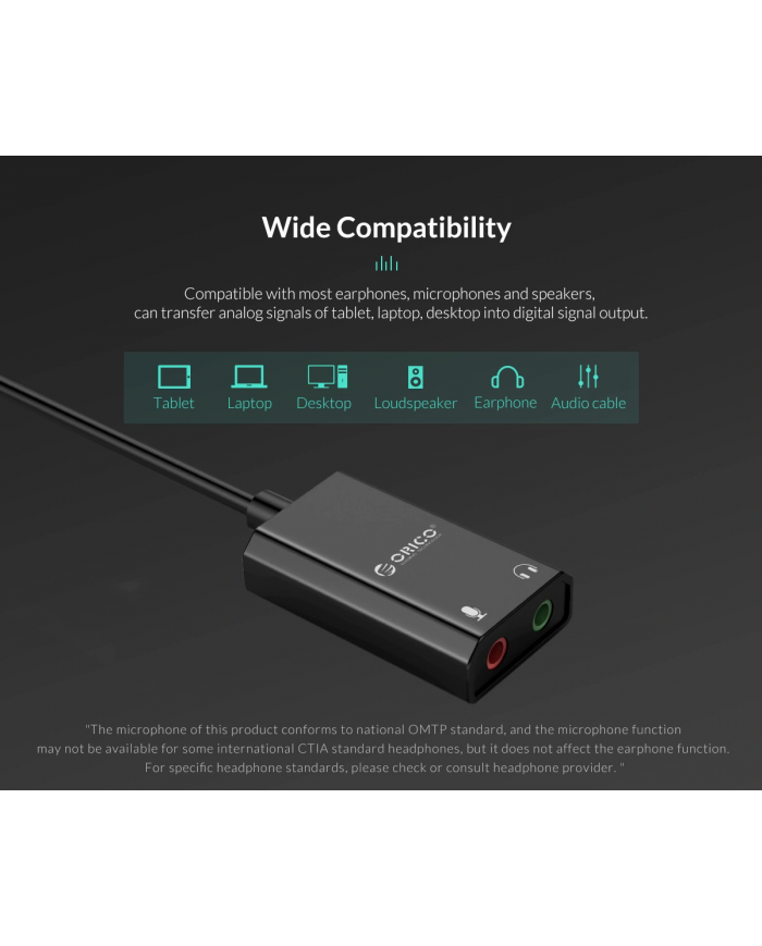 ORICO USB κάρτα ήχου SKT2, USB2.0, 2x 3.5mm, μαύρο ORICO USB κάρτα ήχου SKT2, USB2.0, 2x 3.5mm, μαύρο