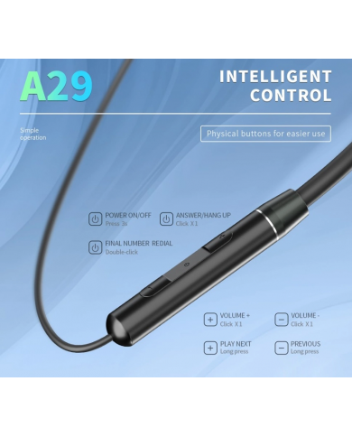 CELEBRAT earphones A29 με μαγνήτη, Bluetooth 5.3, Φ10mm, μαύρα CELEBRAT earphones A29 με μαγνήτη, Bluetooth 5.3, Φ10mm, μαύρα