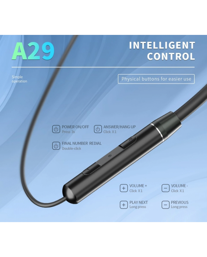 CELEBRAT earphones A29 με μαγνήτη, Bluetooth 5.3, Φ10mm, μαύρα