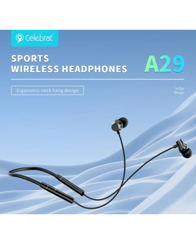 CELEBRAT earphones A29 με μαγνήτη, Bluetooth 5.3, Φ10mm, μαύρα CELEBRAT earphones A29 με μαγνήτη, Bluetooth 5.3, Φ10mm, μαύρα