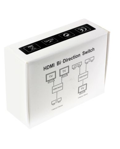 POWERTECH HDMI switch CAB-H112, 2 σε 1, 4K, bidirectional, μαύρο