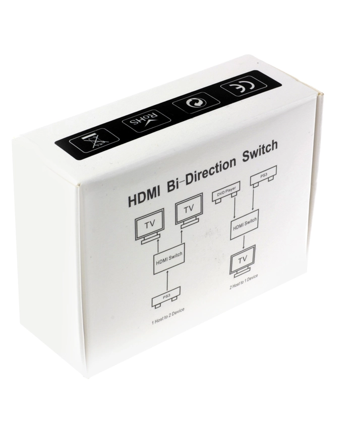 POWERTECH HDMI switch CAB-H112, 2 σε 1, 4K, bidirectional, μαύρο