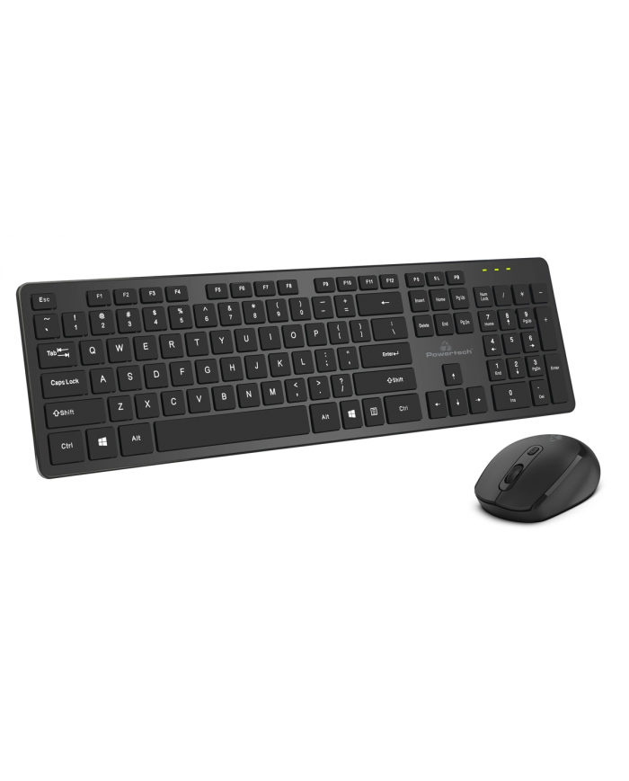 POWERTECH set ποντίκι & πληκτρολόγιο , ασύρματο, 1600DPI, μαύρο