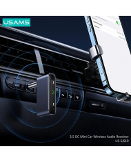 USAMS ασύρματο audio receiver  με μικρόφωνο, Bluetooth 5.0, γκρι