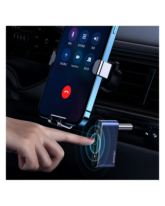 USAMS ασύρματο audio receiver  με μικρόφωνο, Bluetooth 5.0, γκρι