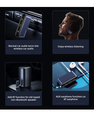 USAMS ασύρματο audio receiver  με μικρόφωνο, Bluetooth 5.0, γκρι