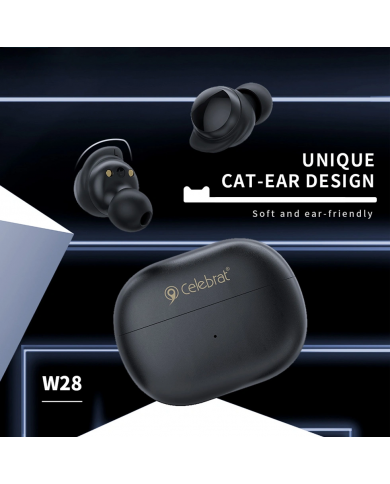 CELEBRAT earphones με θήκη φόρτισης TWS-W28, True Wireless, Φ6mm, μαύρα CELEBRAT earphones με θήκη φόρτισης TWS-W28, True Wireless, Φ6mm, μαύρα