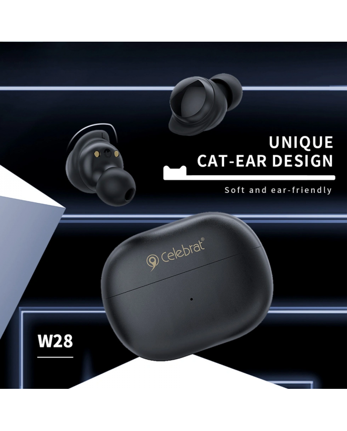 CELEBRAT earphones με θήκη φόρτισης , True Wireless, Φ6mm, μαύρα