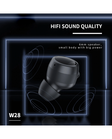 CELEBRAT earphones με θήκη φόρτισης TWS-W28, True Wireless, Φ6mm, μαύρα CELEBRAT earphones με θήκη φόρτισης TWS-W28, True Wireless, Φ6mm, μαύρα
