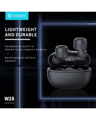 CELEBRAT earphones με θήκη φόρτισης , True Wireless, Φ6mm, μαύρα