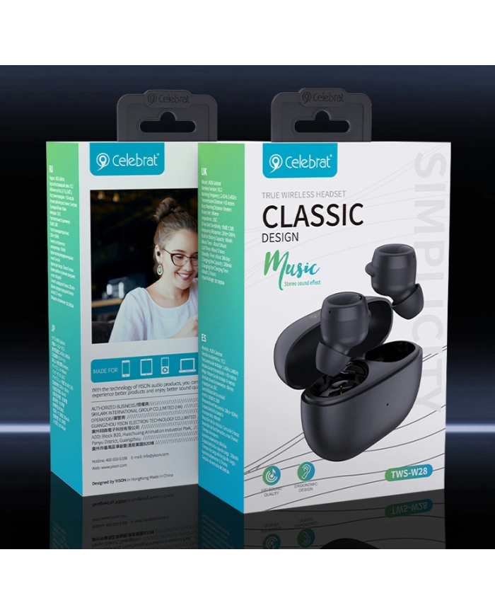 CELEBRAT earphones με θήκη φόρτισης , True Wireless, Φ6mm, μαύρα