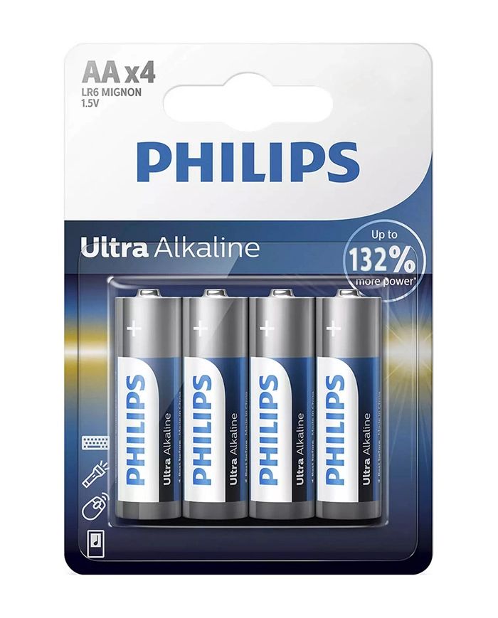 PHILIPS Ultra αλκαλικές μπαταρίες LR6E4B/10, AA LR6 1.5V, 4τμχ