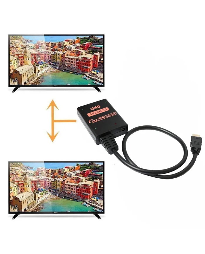 HDMI splitter , 2 σε 1, 4K/60Hz, HDR/HDCP, 50cm, μαύρο