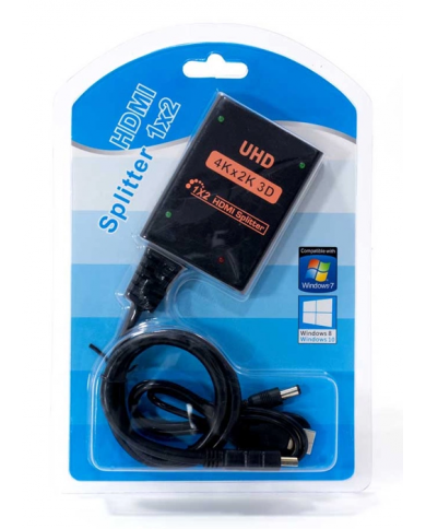 HDMI splitter , 2 σε 1, 4K/60Hz, HDR/HDCP, 50cm, μαύρο