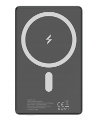 POWERTECH power bank PT-1171, 5000mAh, magnetic wireless, 15W, γκρι