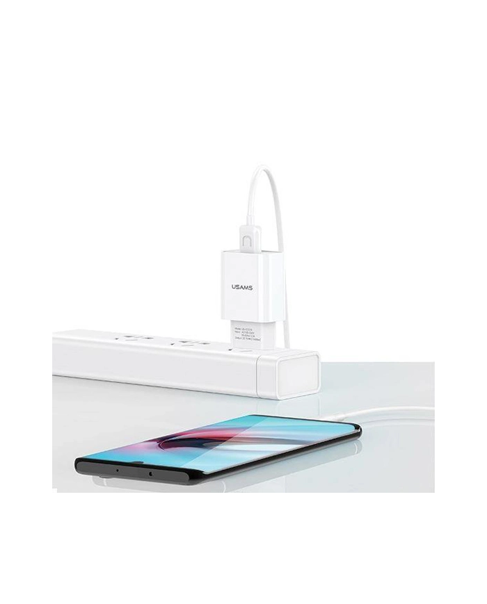 USAMS φορτιστής τοίχου με καλώδιο USB-C, USB 2.1A, λευκός