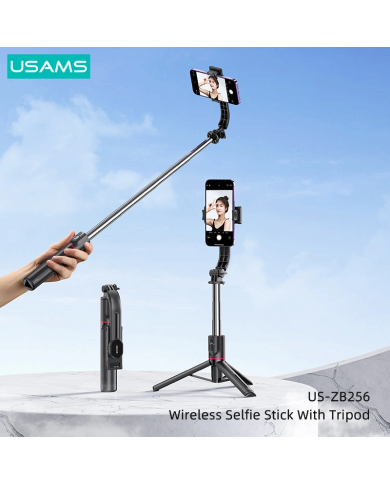 USAMS selfie stick  με τρίποδο, έως 113cm, Bluetooth, μαύρο