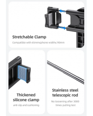 USAMS selfie stick  με τρίποδο, έως 113cm, Bluetooth, μαύρο