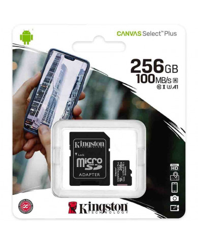 Κάρτα Μνήμης Kingston Canvas Select Plus+ MicroSDXC Class 10 με SD Adapter έως 100MB/s SDCS2/256GB Κάρτα Μνήμης Kingston Canvas Select Plus+ MicroSDXC Class 10 με SD Adapter έως 100MB/s SDCS2/256GB