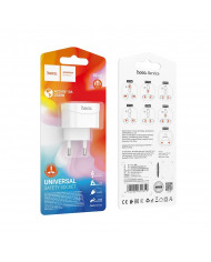 Αντάπτορας Hoco DC60 Universal (UK, 3C 3Plug, 3C 2Plug, US Plug) σε European Λευκός