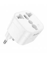Αντάπτορας Hoco DC60 Universal (UK, 3C 3Plug, 3C 2Plug, US Plug) σε European Λευκός