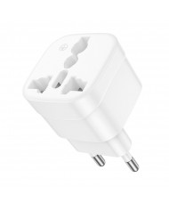 Αντάπτορας Hoco DC60 Universal (UK, 3C 3Plug, 3C 2Plug, US Plug) σε European Λευκός