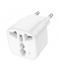 Αντάπτορας Hoco DC60 Universal (UK, 3C 3Plug, 3C 2Plug, US Plug) σε European Λευκός