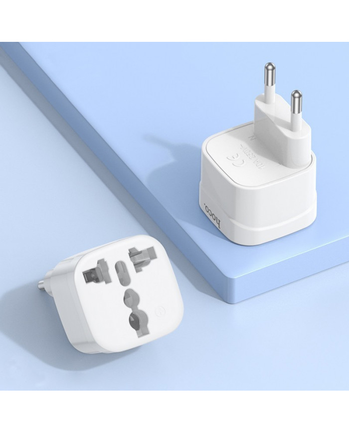 Αντάπτορας Hoco DC60 Universal (UK, 3C 3Plug, 3C 2Plug, US Plug) σε European Λευκός