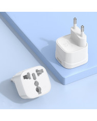 Αντάπτορας Hoco DC60 Universal (UK, 3C 3Plug, 3C 2Plug, US Plug) σε European Λευκός