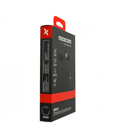 Hands Free Maxcom Soul 2 Stereo Earphones 3.5mm Μαύρα με Μικρόφωνο και Πλήκτρο Απάντησης/Σίγασης