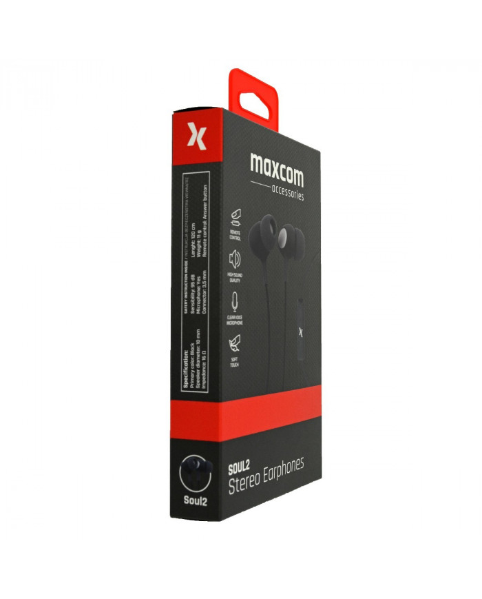 Hands Free Maxcom Soul 2 Stereo Earphones 3.5mm Μαύρα με Μικρόφωνο και Πλήκτρο Απάντησης/Σίγασης