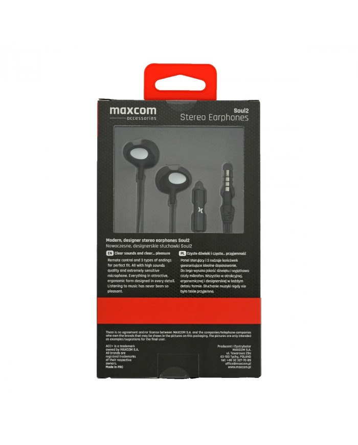 Hands Free Maxcom Soul 2 Stereo Earphones 3.5mm Μαύρα με Μικρόφωνο και Πλήκτρο Απάντησης/Σίγασης
