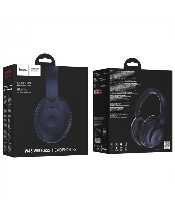 Wireless Ακουστικά Stereo Hoco W45 Enjoy V5.3 4 00mAh AUX Μπλε