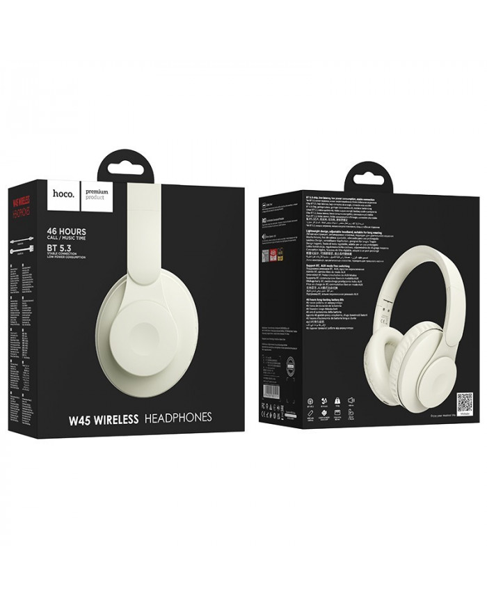 Wireless Ακουστικά Stereo Hoco W45 Enjoy V5.3 4 00mAh AUX Λευκά
