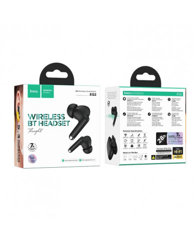 Wireless Hands Free Hoco EQ2 Thought TWS V5.3 με Πλήκτρο Ελέγχου Συμβατό με Siri και 7h Ώρες Λειτουργίας Μαύρα