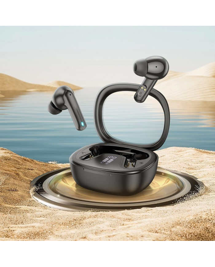Wireless Hands Free Hoco EQ6 Shadow TWS V5.3 320mAh 7 Ώρες Λειτουργίας με LED Οθόνη και Συμβατά με Siri Μαύρα