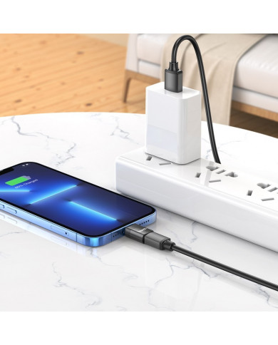 Αντάπτορας Hoco UA17 Lighnting σε USB-C Μαύρο Υποστηρίζει Φόρτιση 2A και Μεταφορά Δεδομένων