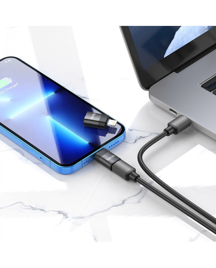 Αντάπτορας Hoco UA17 Lighnting σε USB-C Μαύρο Υποστηρίζει Φόρτιση 2A και Μεταφορά Δεδομένων