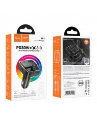 Bluetooth FM Transmitter Hoco E81 Fantasy USB-C 30W+USB 18W PD30W+18W QC3.0 v5.0 LED Ένδειξη Μαύρο