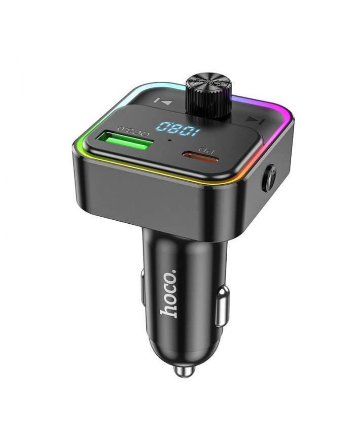 Bluetooth FM Transmitter Hoco E81 Fantasy USB-C 30W+USB 18W PD30W+18W QC3.0 v5.0 LED Ένδειξη Μαύρο