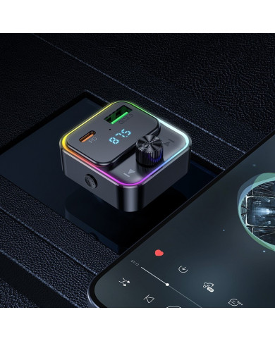 Bluetooth FM Transmitter Hoco E81 Fantasy USB-C 30W+USB 18W PD30W+18W QC3.0 v5.0 LED Ένδειξη Μαύρο