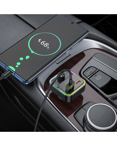 Bluetooth FM Transmitter Hoco E81 Fantasy USB-C 30W+USB 18W PD30W+18W QC3.0 v5.0 LED Ένδειξη Μαύρο