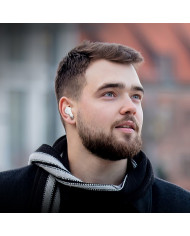 Wireless Hands Free Hoco EQ2 Thought TWS V5.3 με Πλήκτρο Ελέγχου Συμβατό με Siri και 7h Ώρες Λειτουργίας Λευκά