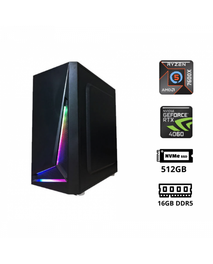 LP RAMUH (RYZEN 5 7600X / RTX 4060 8GB / 16GB DDR5 4800 / 512GB NVME / WIN 11/Gaming PC Build