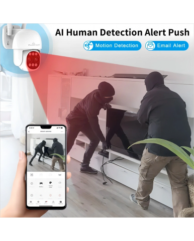 POWERTECH smart κάμερα PT-1163, 4MP, Wi-Fi, PTZ, SD, 8x zoom, IP65