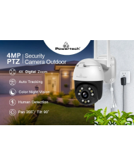 POWERTECH smart κάμερα PT-1086, 4MP, 4x digital zoom, Wi-Fi, PTZ, IP65