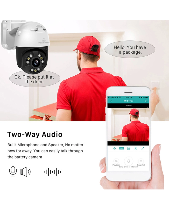POWERTECH smart κάμερα PT-1086, 4MP, 4x digital zoom, Wi-Fi, PTZ, IP65