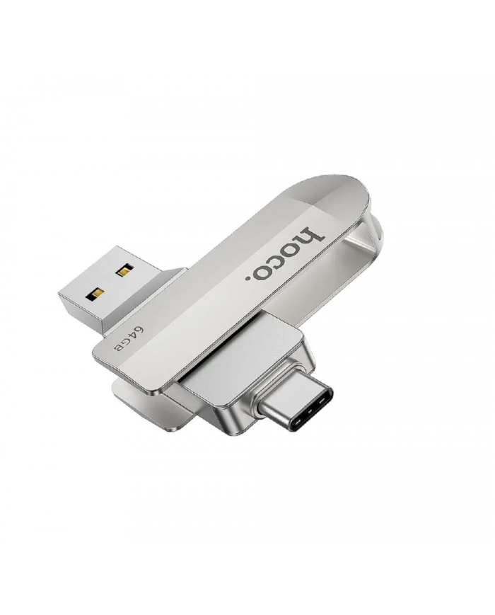 Flash Drive Hoco UD10 2 in 1 64GB USB-A 3.0 και USB-C Συμβατό με Windows Mac Linux και Android Ασημί
