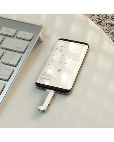 Flash Drive Hoco UD10 2 in 1 64GB USB-A 3.0 και USB-C Συμβατό με Windows Mac Linux και Android Ασημί
