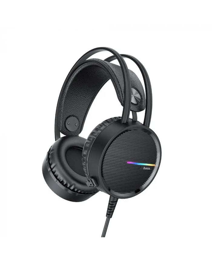 Ακουστικά Stereo Gaming Hoco W100 Touring 3.5mm με Μικρόφωνο, Ρύθμιση Έντασης Ήχου και LED Φωτισμό Μαύρα